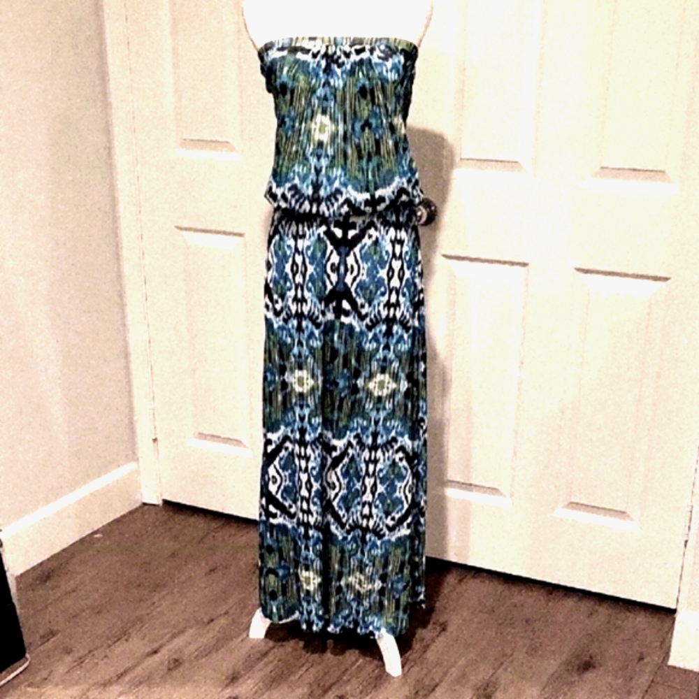 Cynthia Rowley Blue Green Strapless Sundress Resort Wear